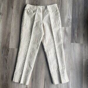 Vintage Susan Bristol Womens Pants 10 Beige Pleated Tapestry Pants High Waisted